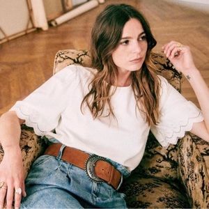 NWT Sézane Leopoldine Blouse in Ecru